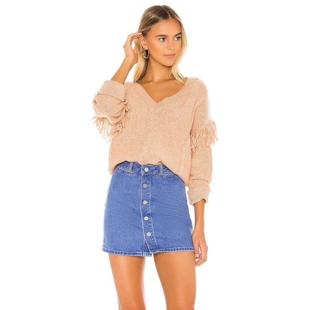 $200 Tularosa Lonestar Fringe Long Sleeve Sweater
